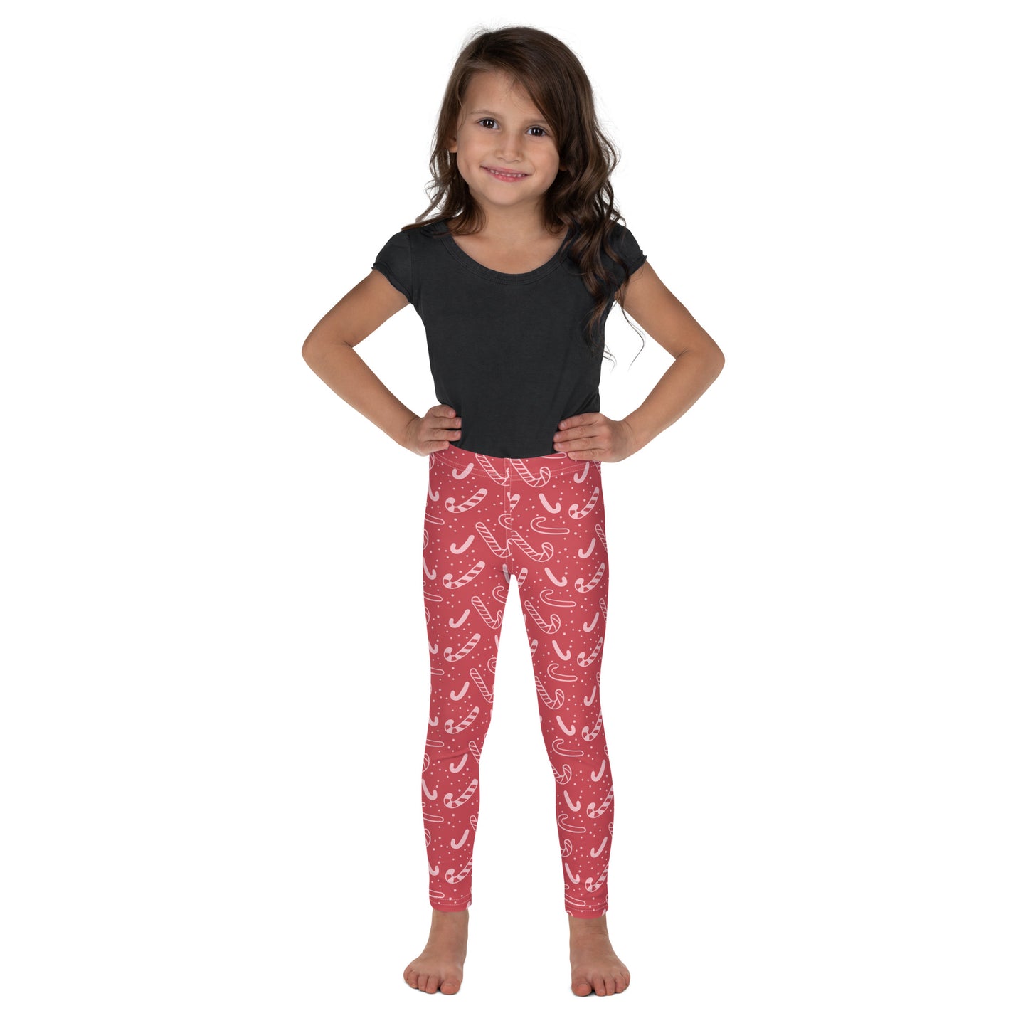 Girls Red Candy Cane Leggings