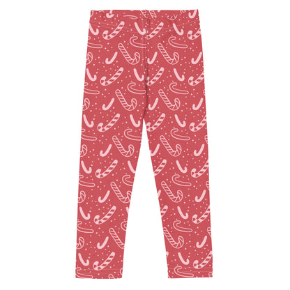 Girls Red Candy Cane Leggings