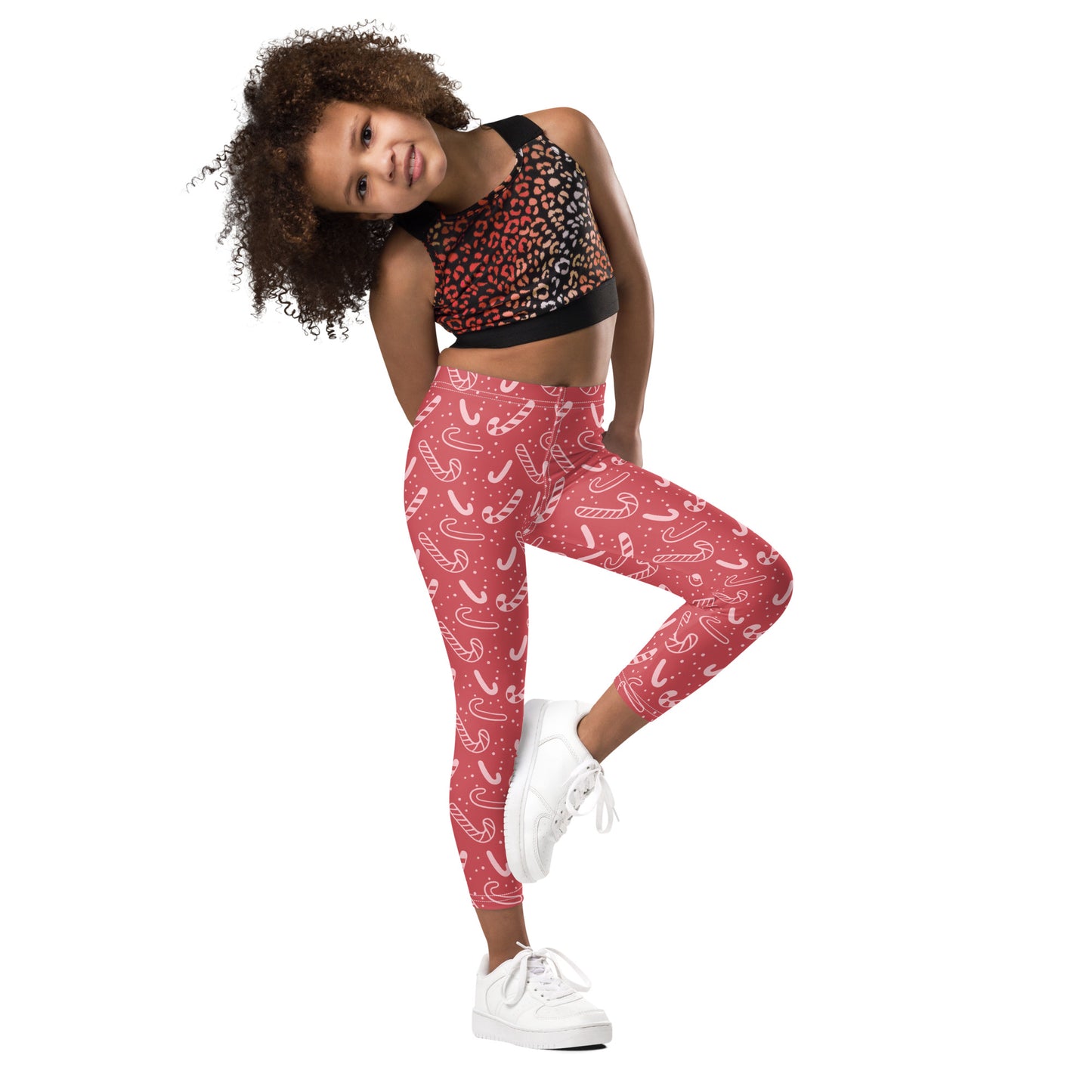 Girls Red Candy Cane Leggings