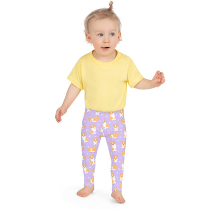 Girls Purple Corgi Dog Buttery Soft Leggings