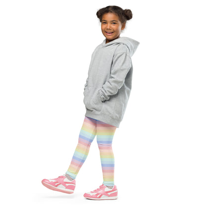 Girls Striped Rainbow Pastel Leggings