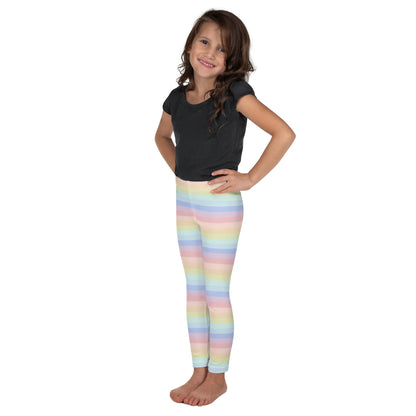 Girls Striped Rainbow Pastel Leggings