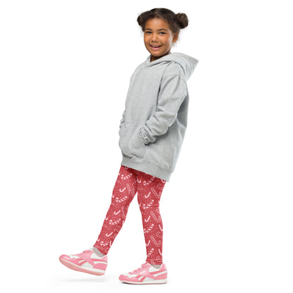 Girls Red Candy Cane Leggings