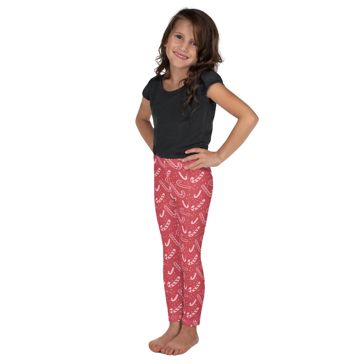 Girls Red Candy Cane Leggings