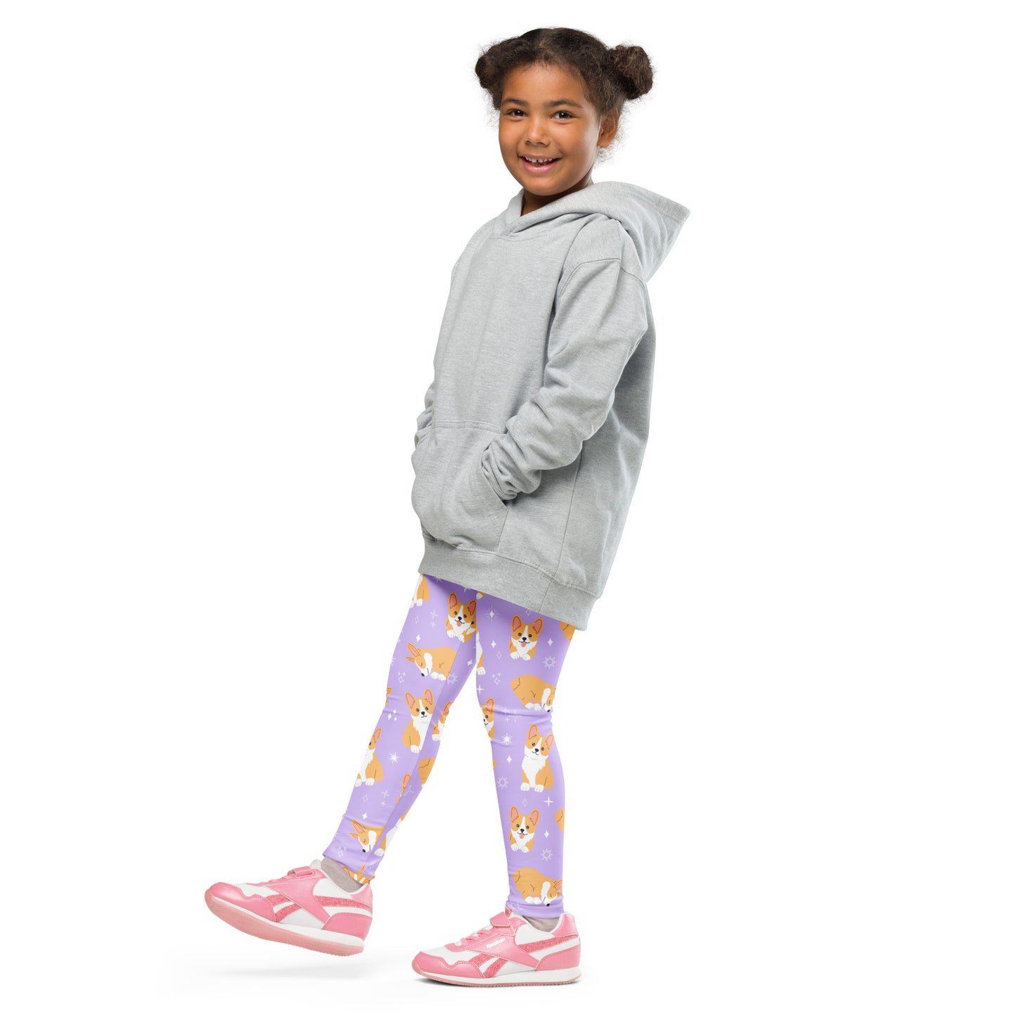 Girls Purple Corgi Dog Buttery Soft Leggings