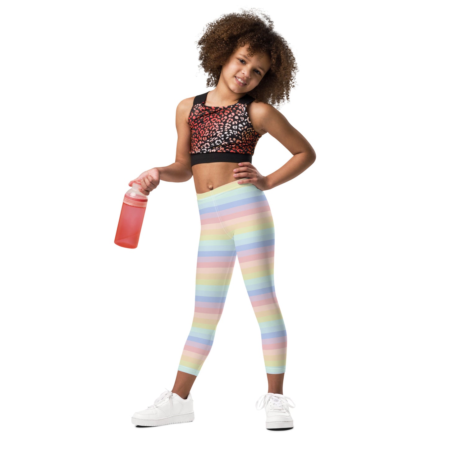 Girls Striped Rainbow Pastel Leggings