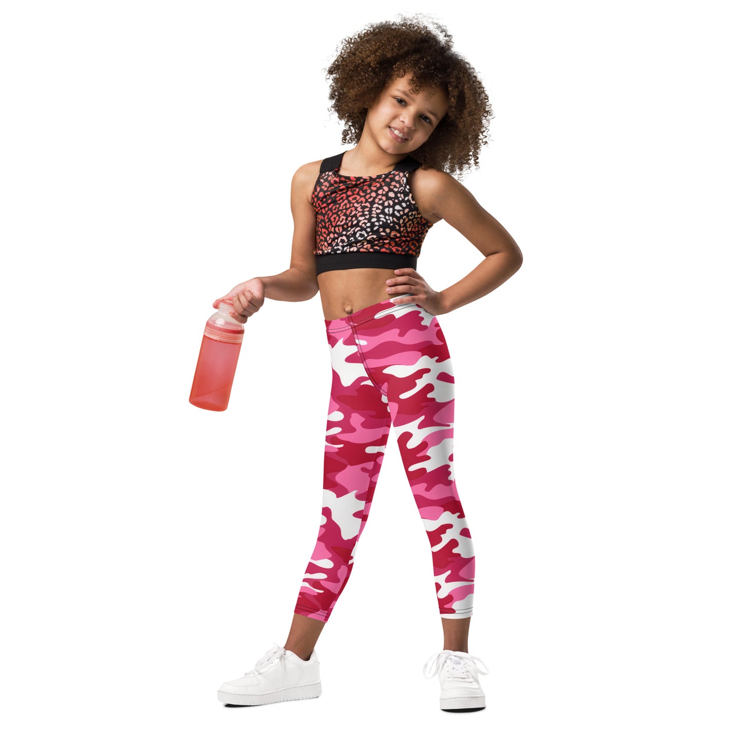 Girls Pink Camouflage Leggings