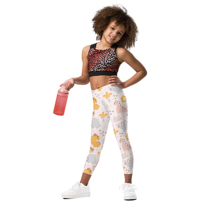 Girls Floral Dinosaur Buttery Soft Leggings