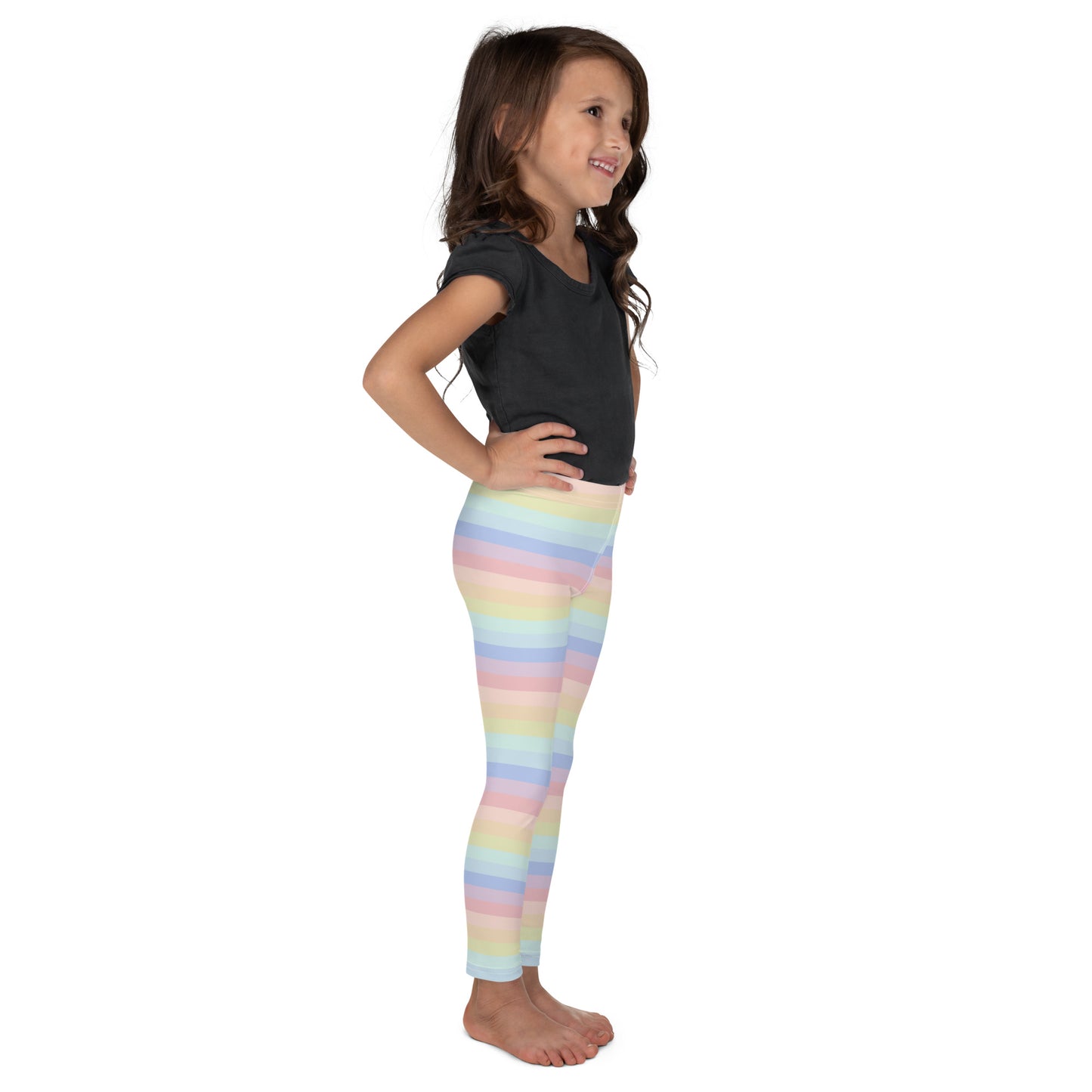 Girls Striped Rainbow Pastel Leggings