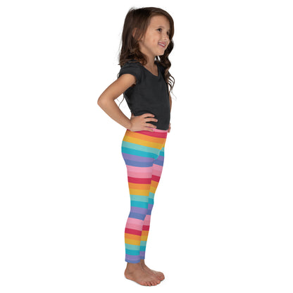 Girls Bright Striped Rainbow Leggings