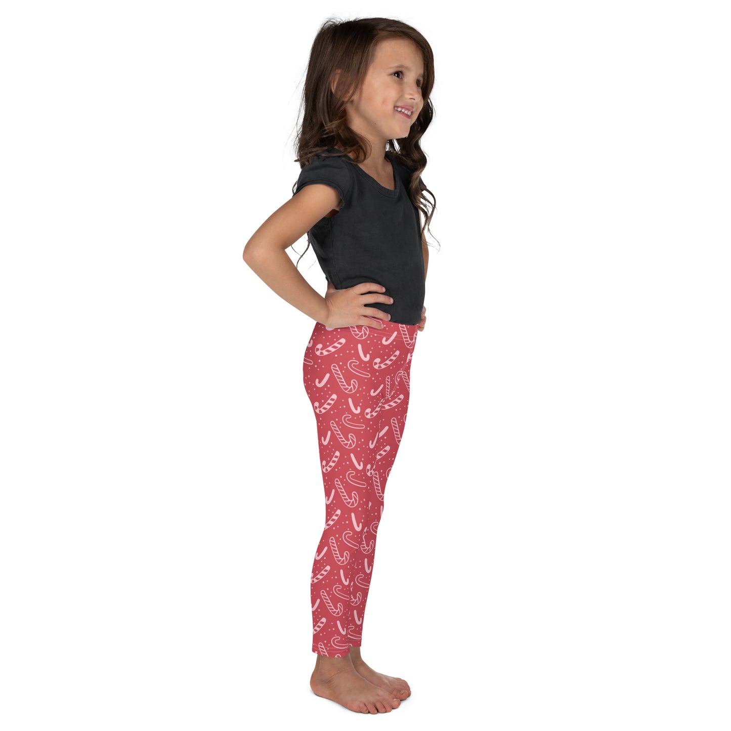 Girls Red Candy Cane Leggings