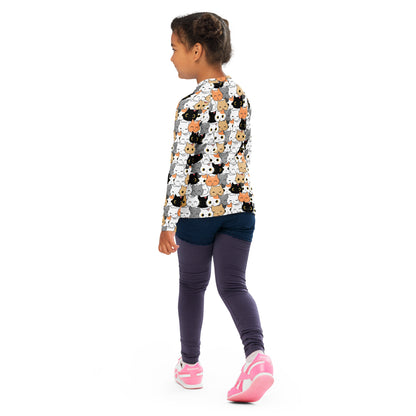 Girls Cat Face Rash Guard