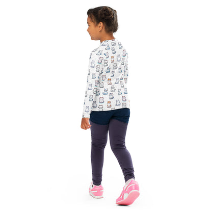 Girls Cat Pattern Rash Guard