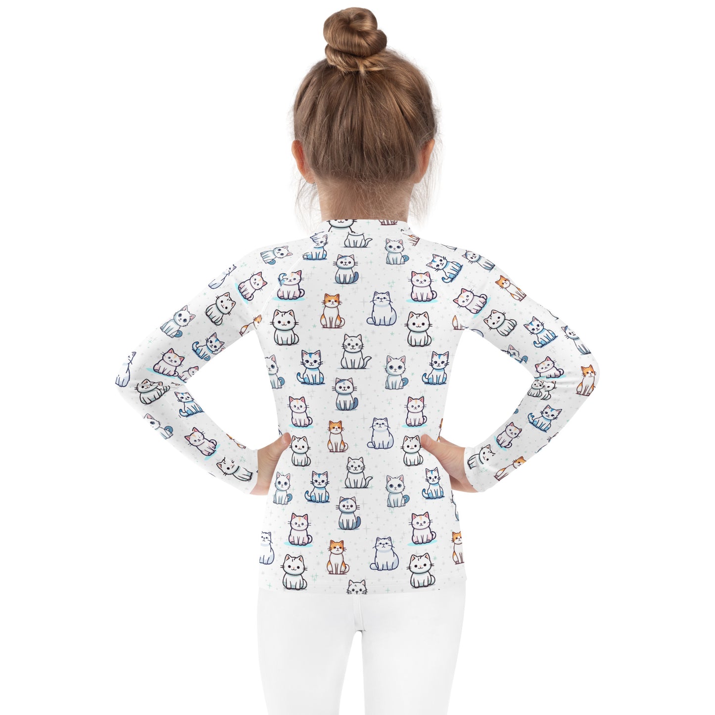 Girls Cat Pattern Rash Guard