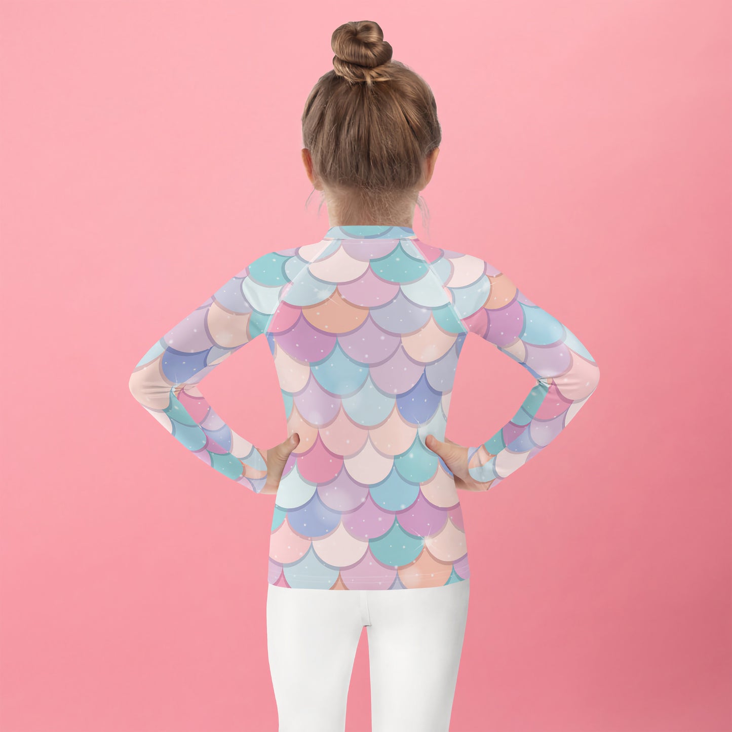 Girls Rainbow Mermaid Scales Rash Guard