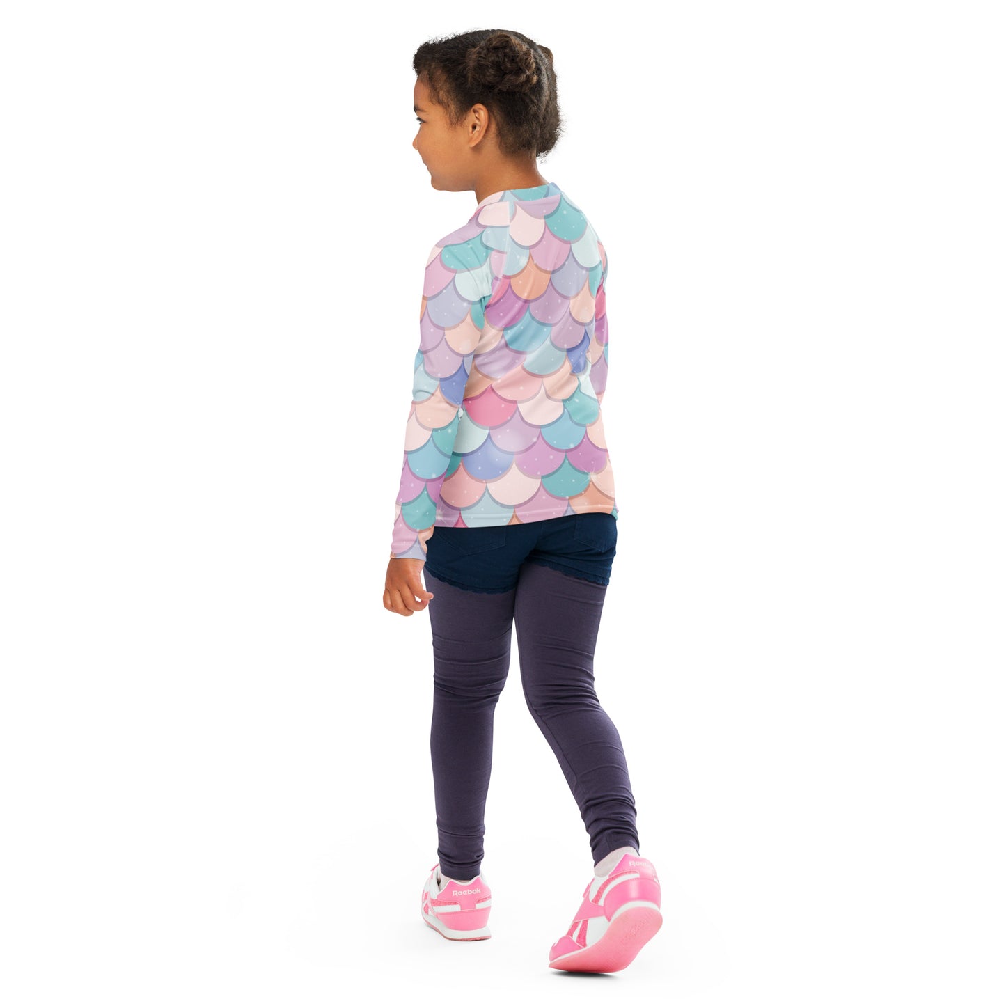 Girls Rainbow Mermaid Scales Rash Guard