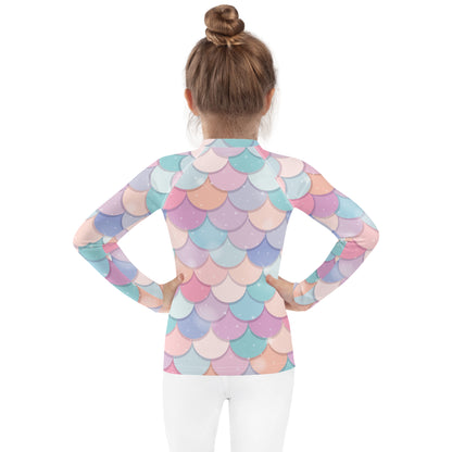 Girls Rainbow Mermaid Scales Rash Guard