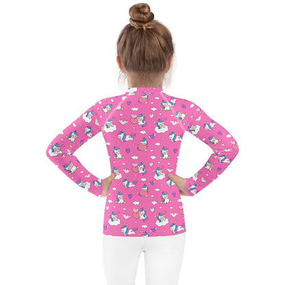 Girls Unicorn Hearts Rash Guard