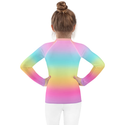 Girls Bright Rainbow Rash Guard