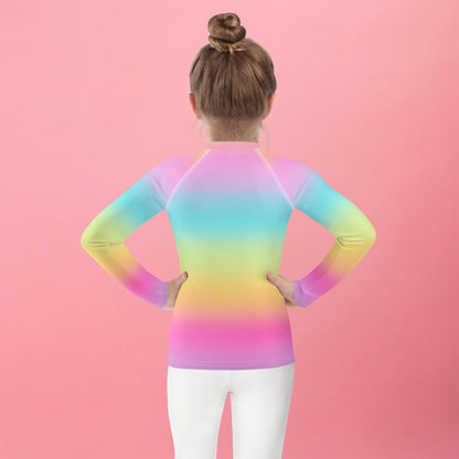 Girls Bright Rainbow Custom Age It's My Birthday Rash Guard