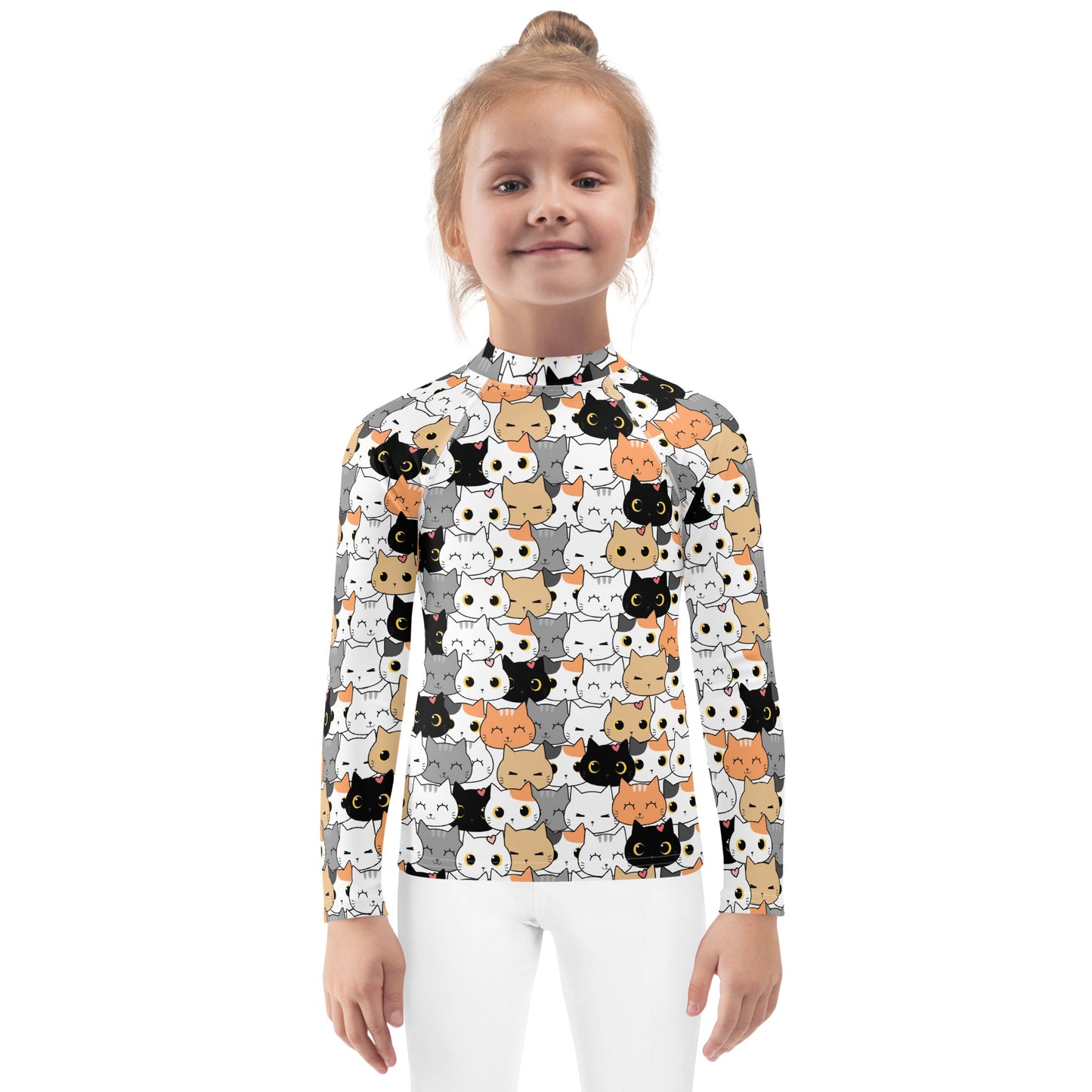 Girls Cat Face Rash Guard