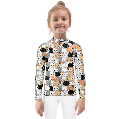 Girls Cat Face Rash Guard