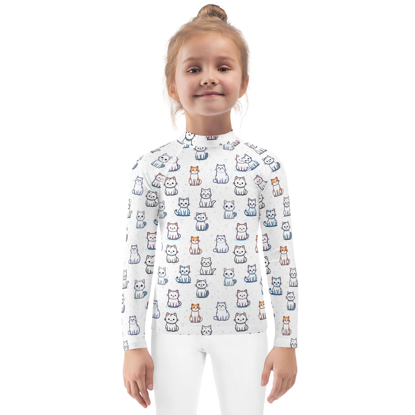 Girls Cat Pattern Rash Guard