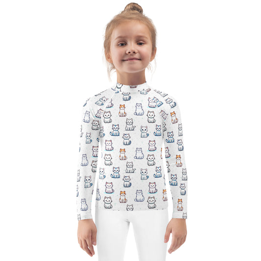 Girls Cat Pattern Rash Guard