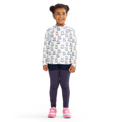 Girls Cat Pattern Rash Guard