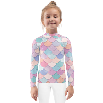 Girls Rainbow Mermaid Scales Rash Guard