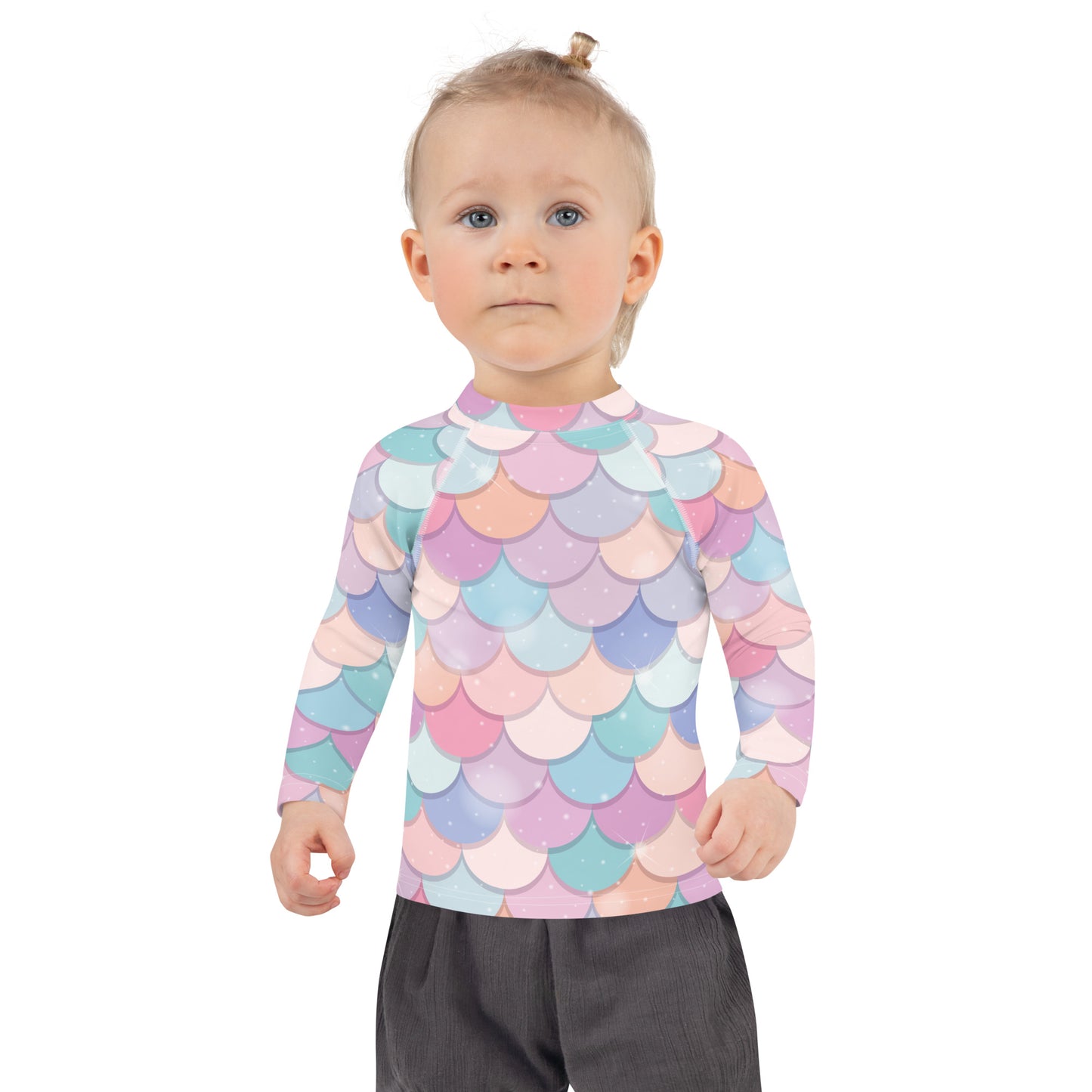 Girls Rainbow Mermaid Scales Rash Guard