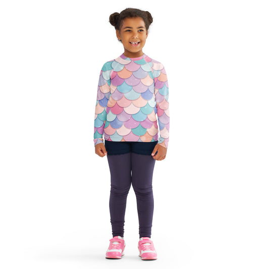 Girls Rainbow Mermaid Scales Rash Guard