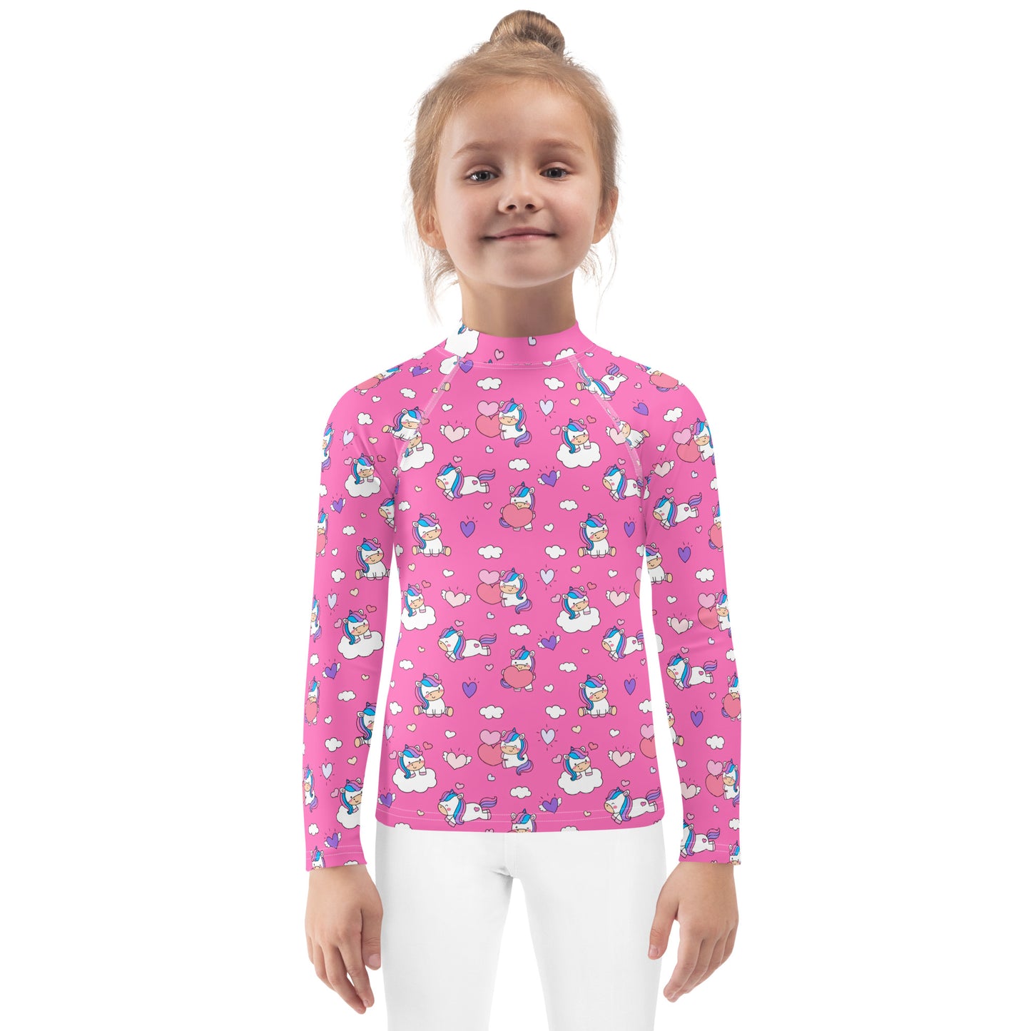 Girls Unicorn Hearts Rash Guard