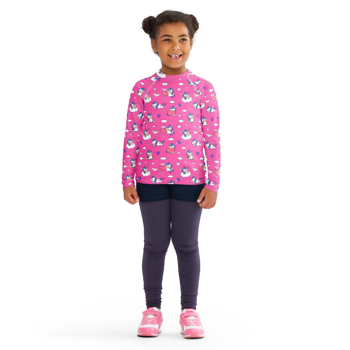 Girls Unicorn Hearts Rash Guard