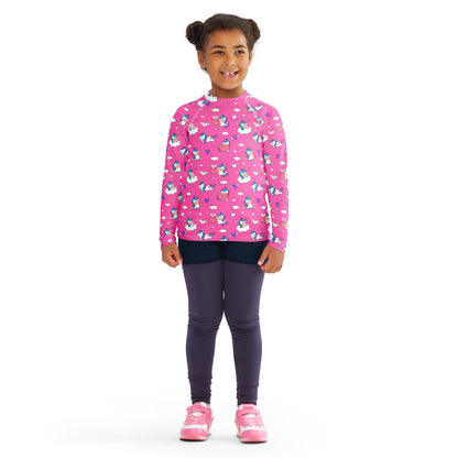 Girls Unicorn Hearts Rash Guard