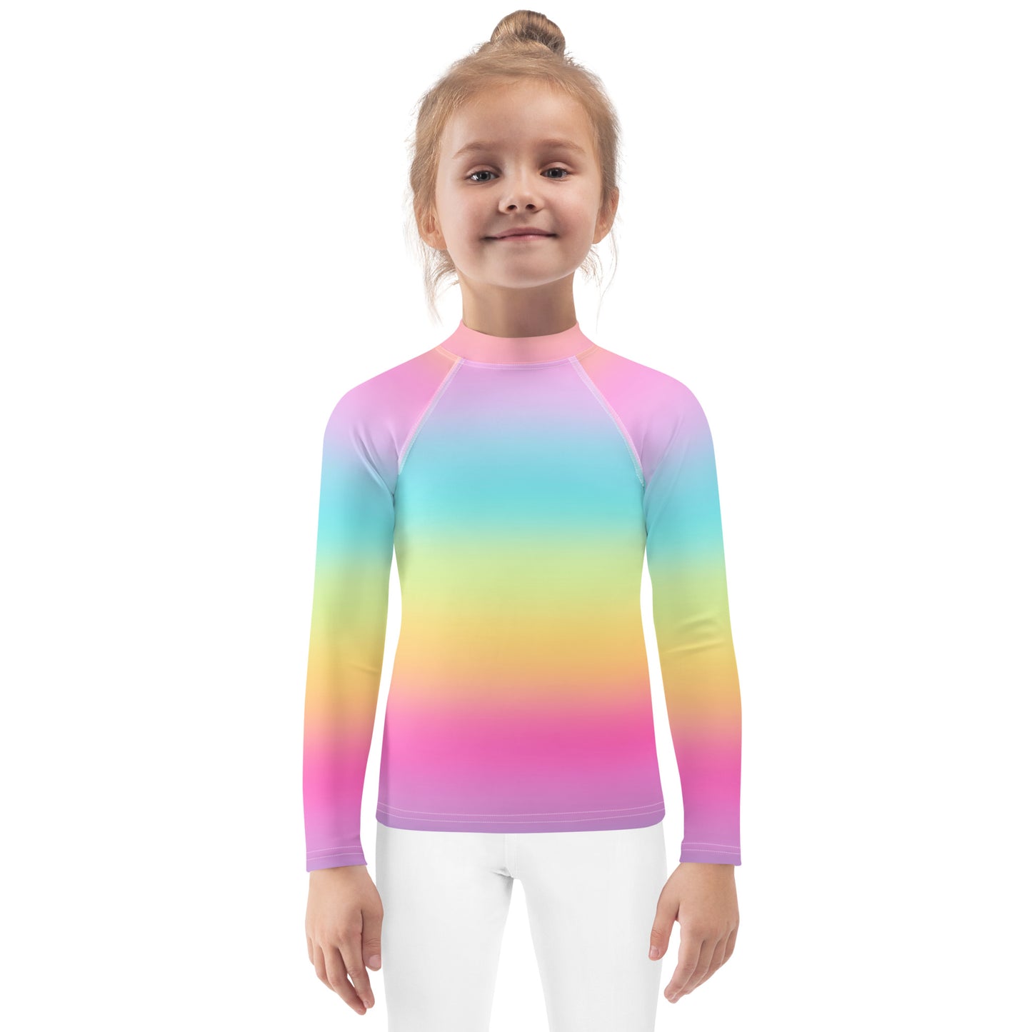 Girls Bright Rainbow Rash Guard