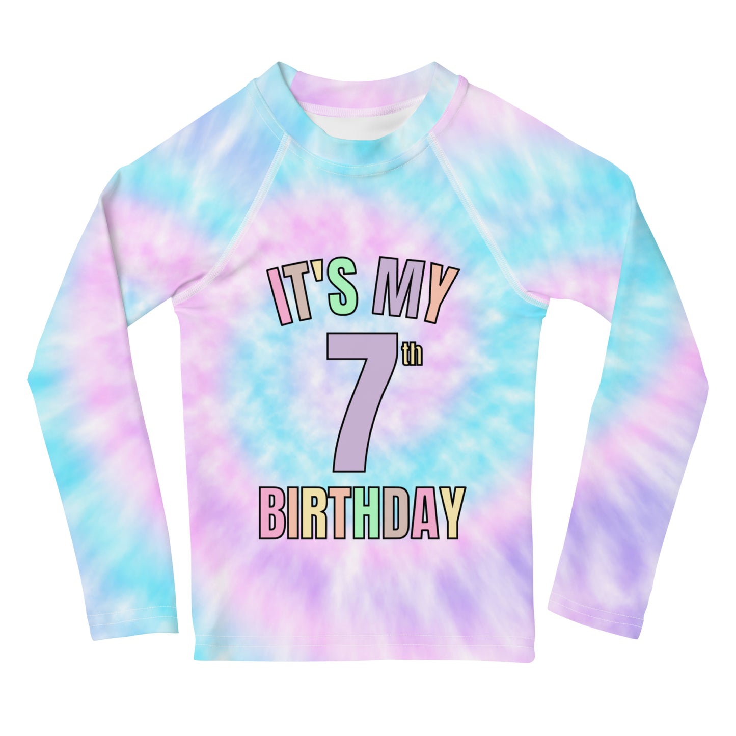 Girls Tie Dye Custom Age It's My Birthday Rash Guard