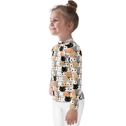 Girls Cat Face Rash Guard