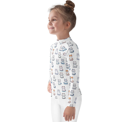 Girls Cat Pattern Rash Guard