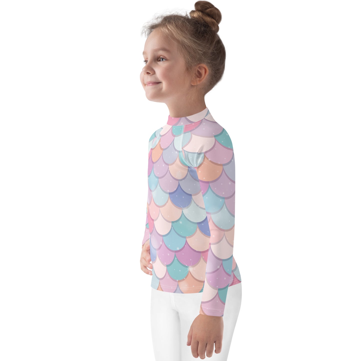 Girls Rainbow Mermaid Scales Rash Guard