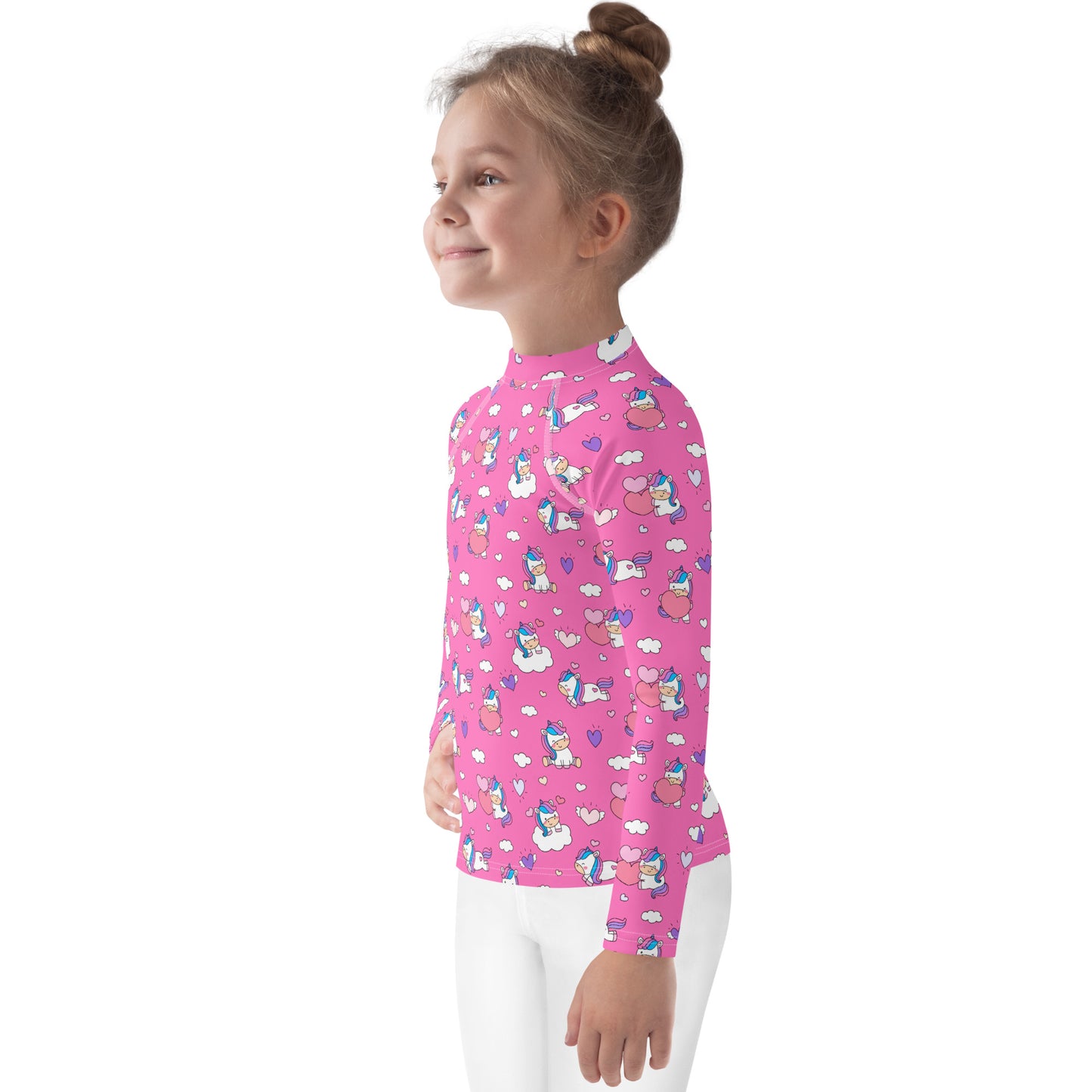 Girls Unicorn Hearts Rash Guard