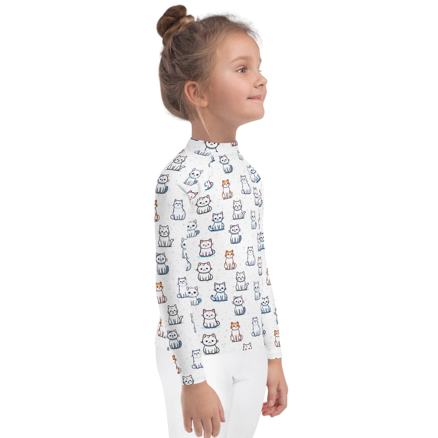 Girls Cat Pattern Rash Guard