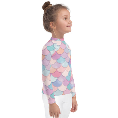 Girls Rainbow Mermaid Scales Rash Guard