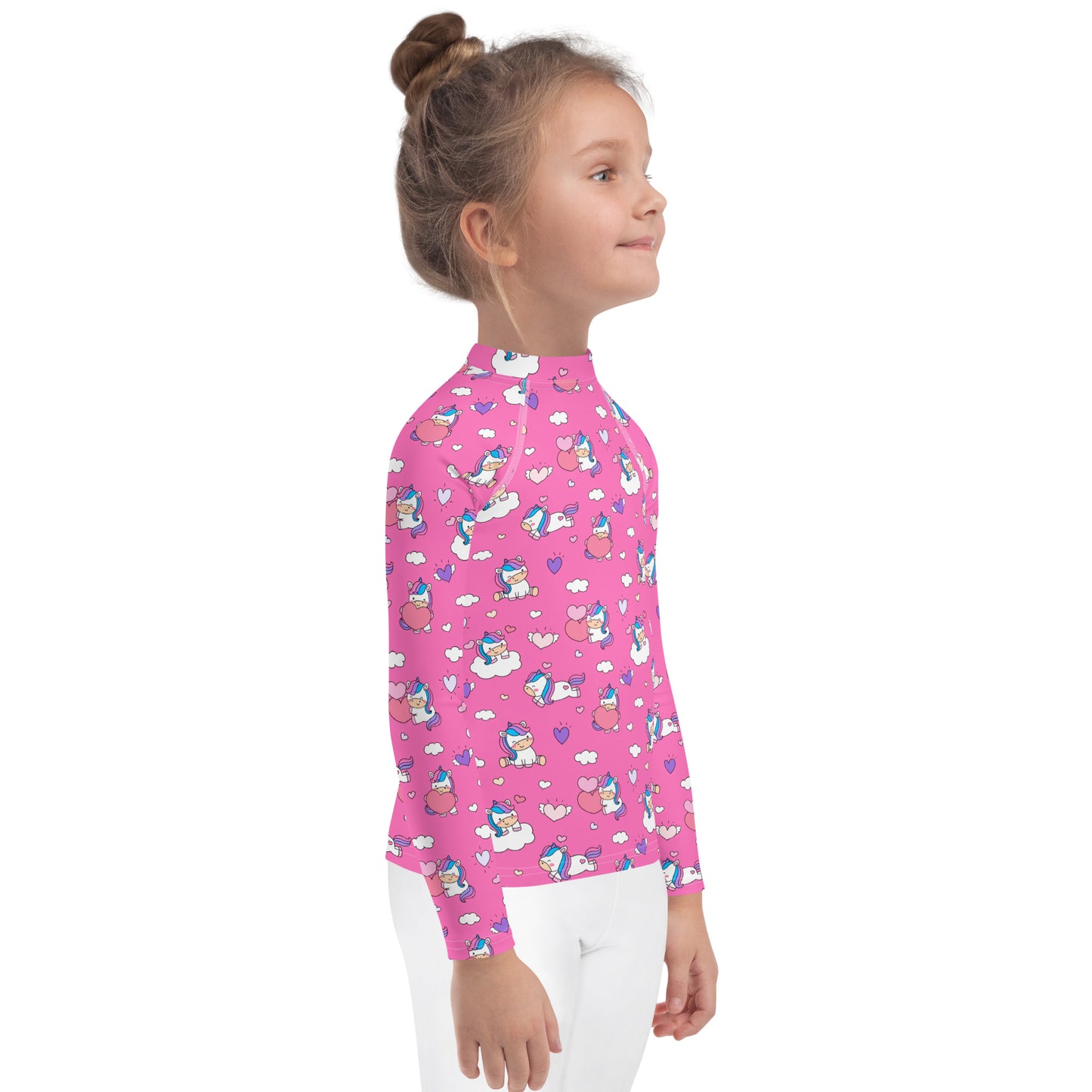 Girls Unicorn Hearts Rash Guard