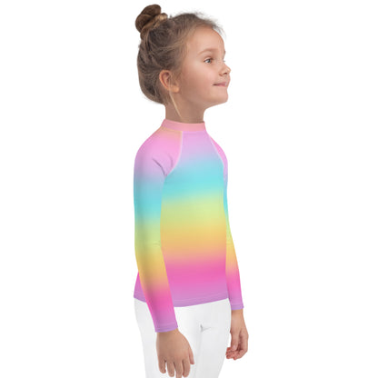 Girls Bright Rainbow Rash Guard