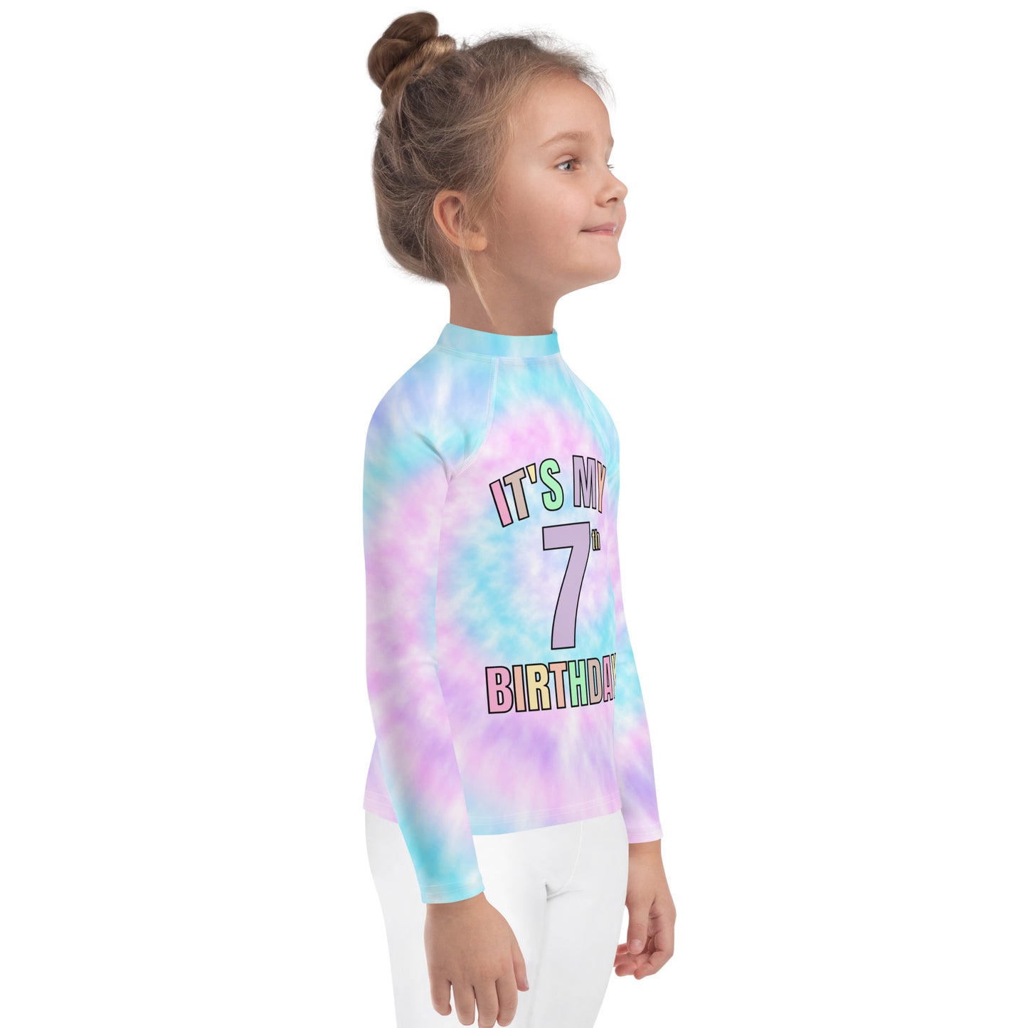 Girls Tie Dye Custom Age It's My Birthday Rash Guard