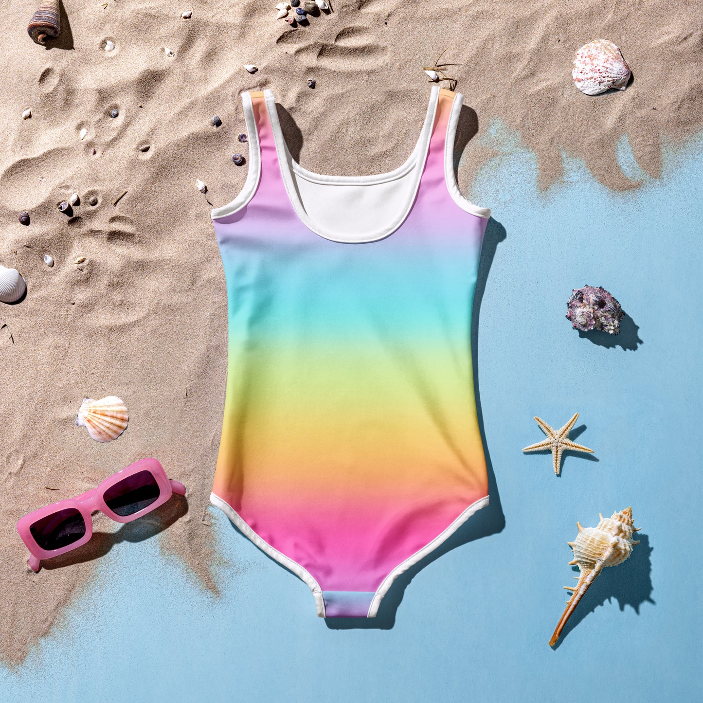 Girls Bright Rainbow Custom Age It's My Birthday Swimsuit