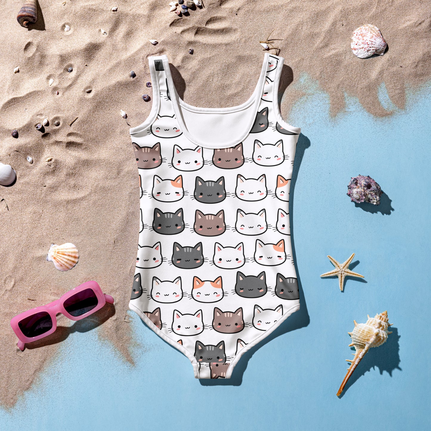 Girls Cat Buttery Soft Swimsuit With UPF 50+