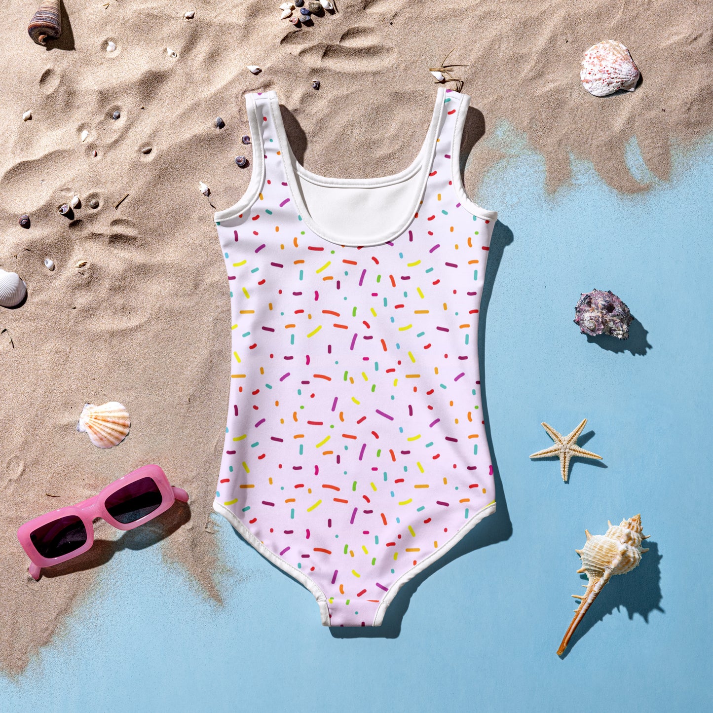 Girls Colorful Sprinkles Custom Age It's My Birthday Swimsuit