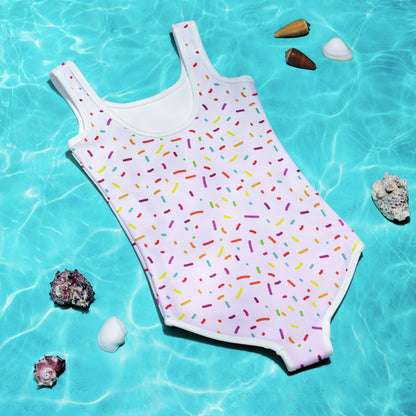 Girls Colorful Sprinkles Custom Age It's My Birthday Swimsuit